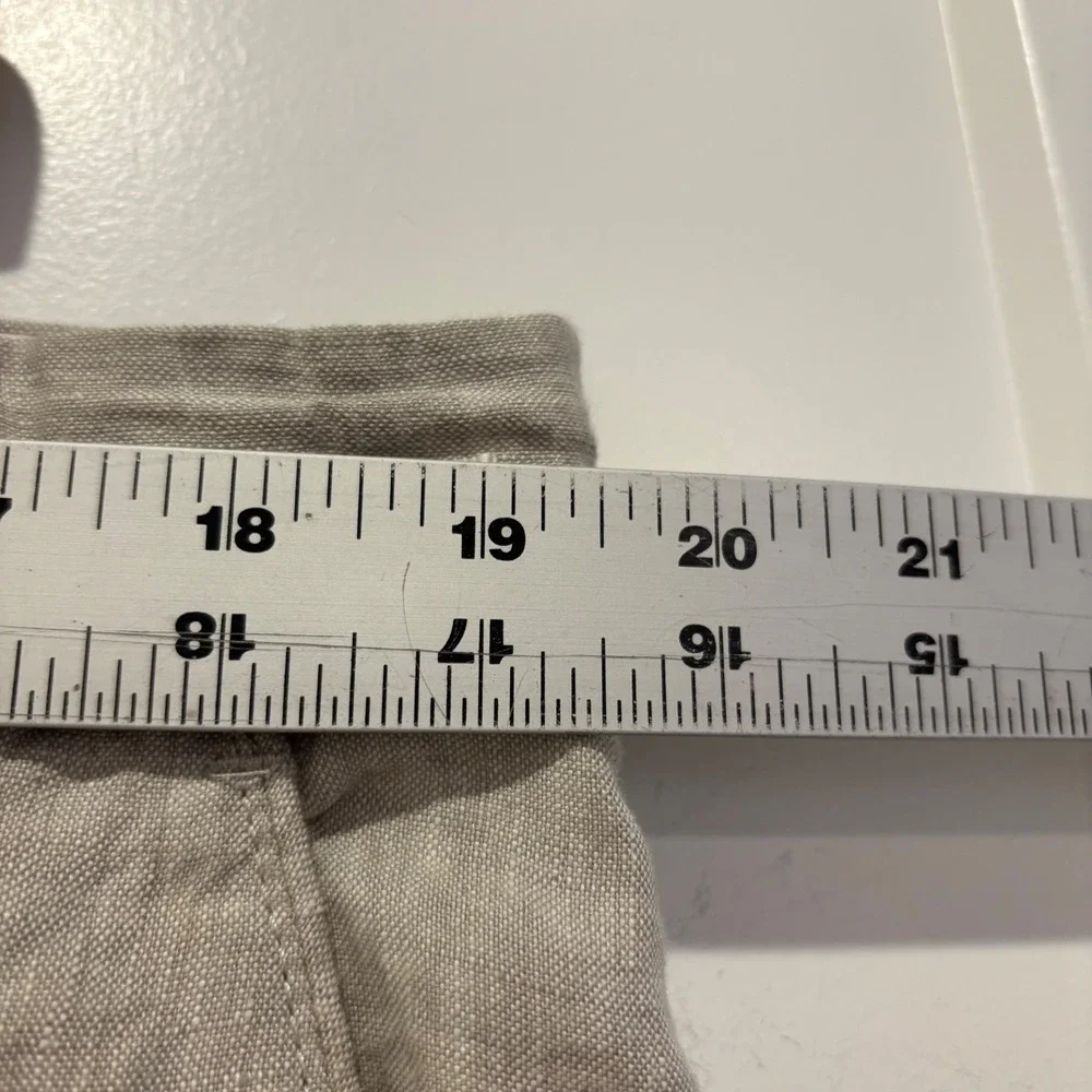 Denim Co. Mens 38x32 100% Linen Slim Fit Pants Beige Flat Front Trousers